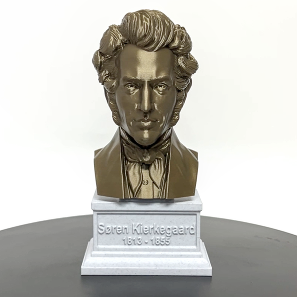 Soren Kierkegaard Danish Existentialist Philosopher Sculpture Bust on Box Plinth
