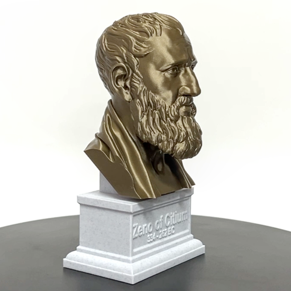 Zeno of Citium Greek Stoic Philosopher Sculpture Bust on Box Plinth