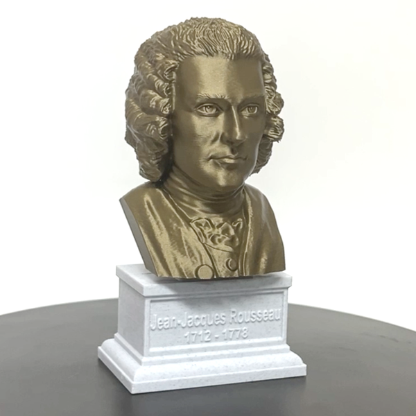 Jean-Jacques Rousseau Enlightenment Philosopher Sculpture Bust on Box Plinth