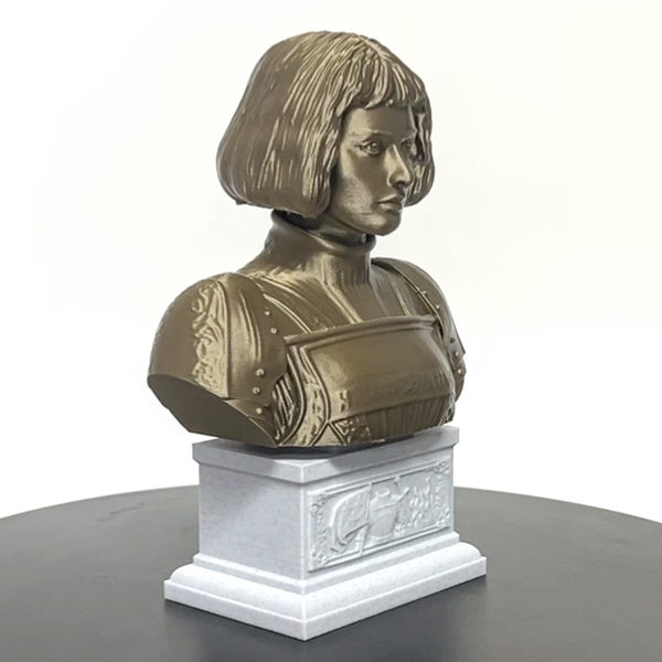 Saint Joan of Arc, Divine Warrior and Patron Saint of France Sculpture Bust on Box Plinth