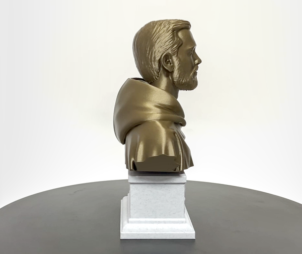 Saint Francis of Assisi, Patron Saint of Animals, Ecology, and Italy Sculpture Bust on Box Plinth