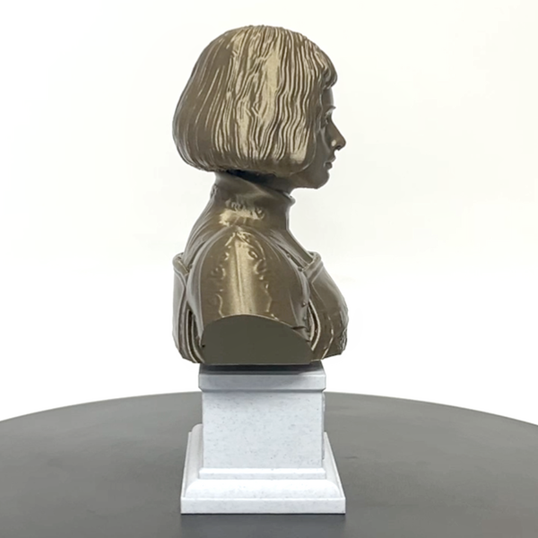 Saint Joan of Arc, Divine Warrior and Patron Saint of France Sculpture Bust on Box Plinth