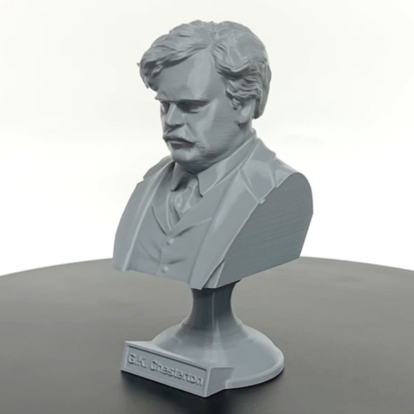 G.K. Chesterton English Writer Sculpture Bust on Pedestal
