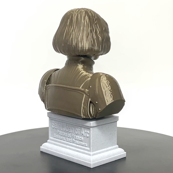 Saint Joan of Arc, Divine Warrior and Patron Saint of France Sculpture Bust on Box Plinth