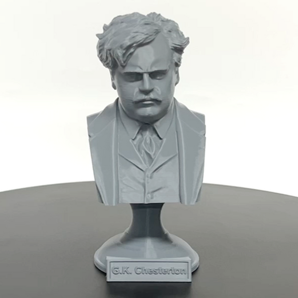 G.K. Chesterton English Writer Sculpture Bust on Pedestal