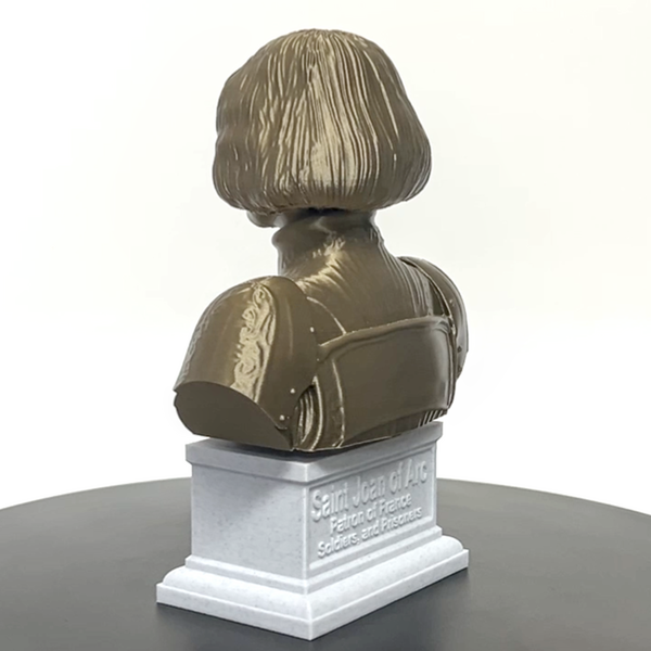 Saint Joan of Arc, Divine Warrior and Patron Saint of France Sculpture Bust on Box Plinth