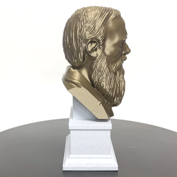 Fyodor Dostoevsky, Famous Russion Writer and Philosopher, Sculpture Bust on Box Plinth