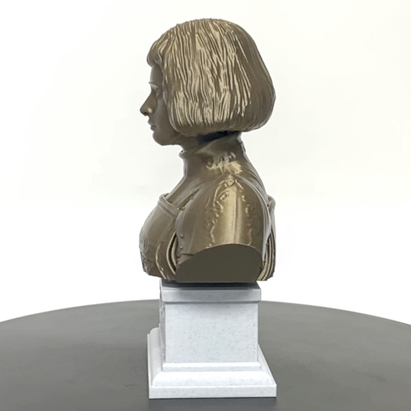 Saint Joan of Arc, Divine Warrior and Patron Saint of France Sculpture Bust on Box Plinth