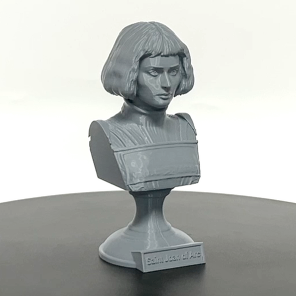 Saint Joan of Arc, Divine Warrior and Patron Saint of France Sculpture Bust on Pedestal