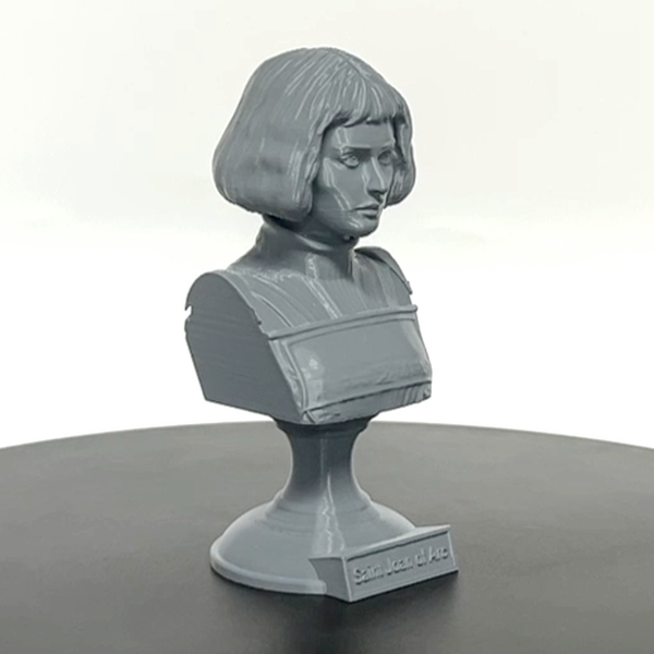 Saint Joan of Arc, Divine Warrior and Patron Saint of France Sculpture Bust on Pedestal
