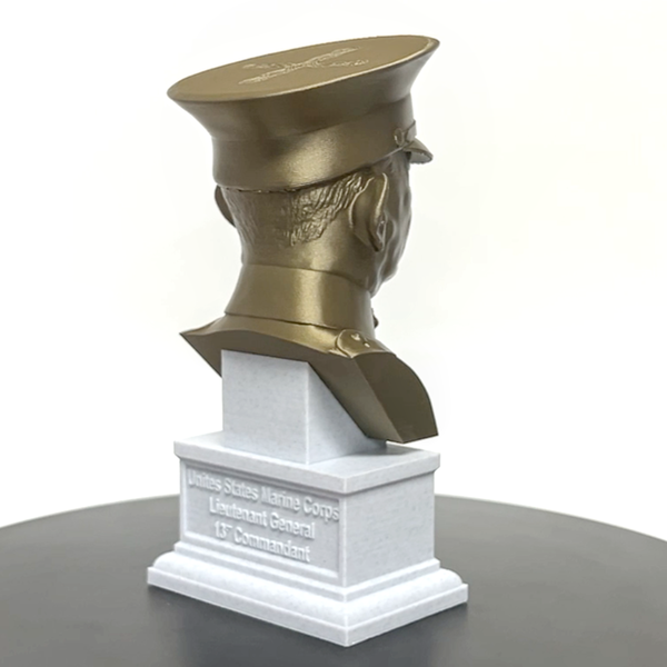 John A Lejeune Legendary US Marine General and 13th Commandant Sculpture Bust on Box Plinth