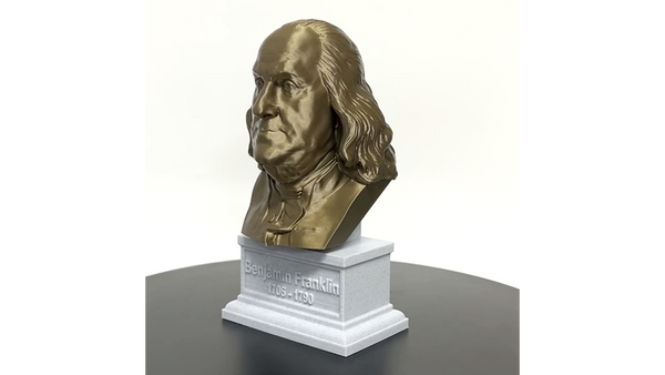 Benjamin Franklin USA Founding Father Sculpture Bust on Box Plinth