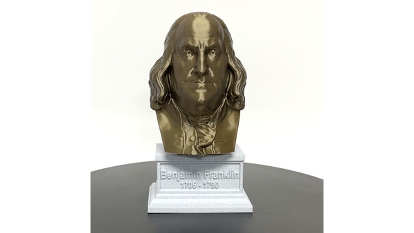 Benjamin Franklin USA Founding Father Sculpture Bust on Box Plinth
