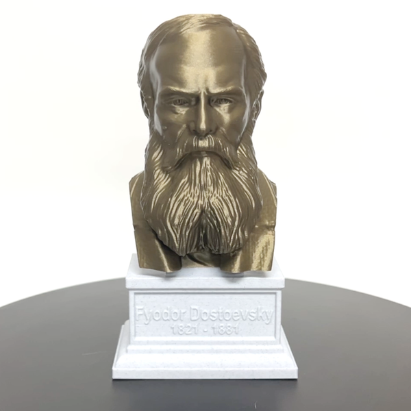 Fyodor Dostoevsky, Famous Russion Writer and Philosopher, Sculpture Bust on Box Plinth