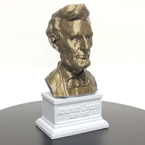 Abraham Lincoln, 16th US President, Sculpture Bust on Box Plinth