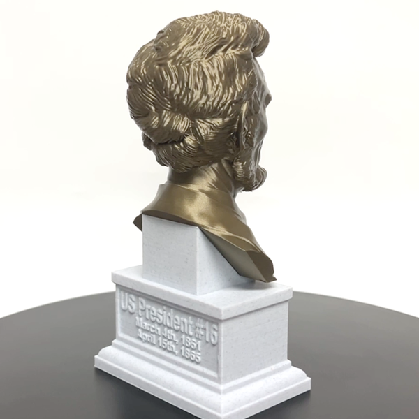 Abraham Lincoln, 16th US President, Sculpture Bust on Box Plinth