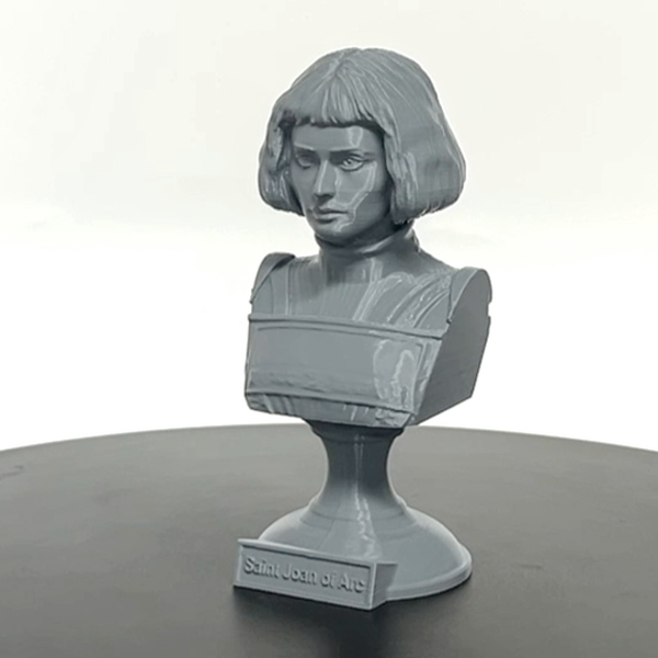 Saint Joan of Arc, Divine Warrior and Patron Saint of France Sculpture Bust on Pedestal