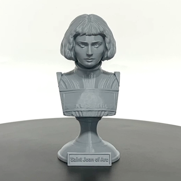 Saint Joan of Arc, Divine Warrior and Patron Saint of France Sculpture Bust on Pedestal