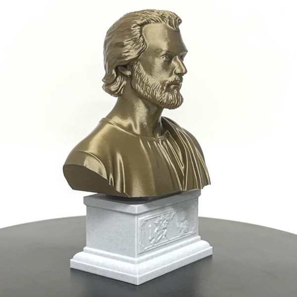 Saint Joseph, Guardian of the Holy Family and Patron Saint of Workers Sculpture Bust on Box Plinth