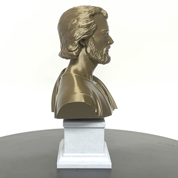 Saint Joseph, Guardian of the Holy Family and Patron Saint of Workers Sculpture Bust on Box Plinth