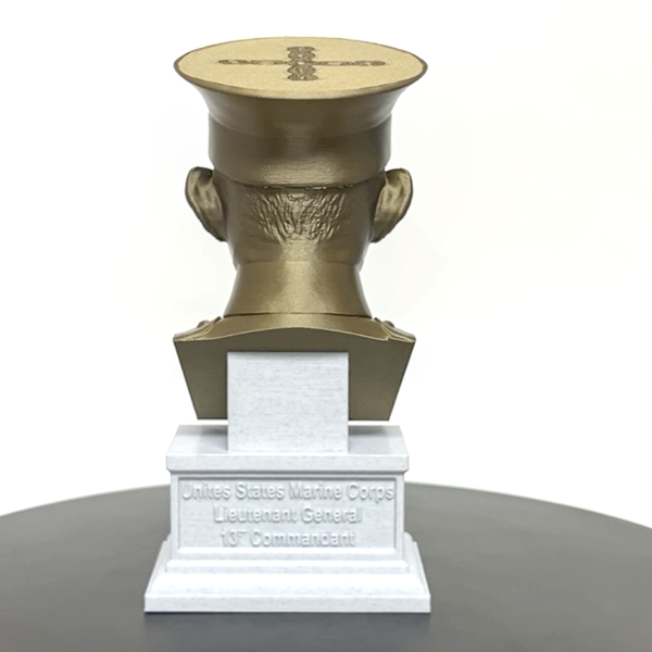 John A Lejeune Legendary US Marine General and 13th Commandant Sculpture Bust on Box Plinth