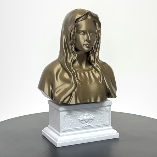 Saint Mary, Mother of God and Queen of Heaven Sculpture Bust on Box Plinth