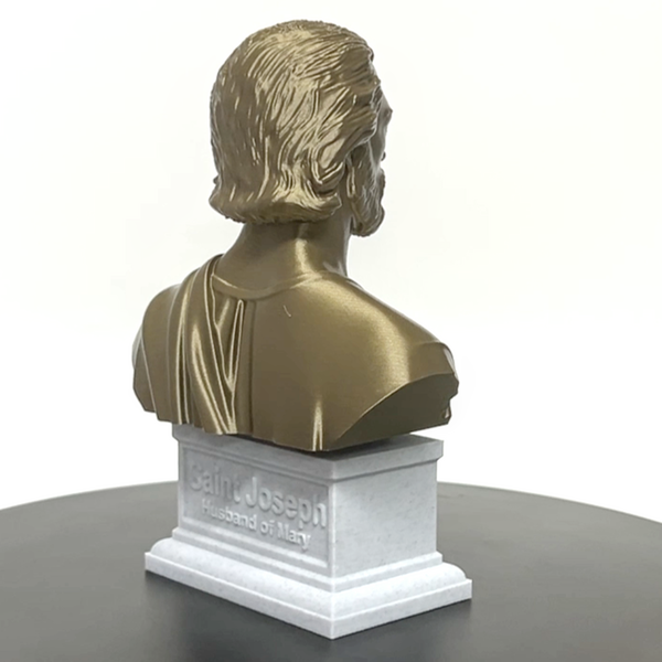 Saint Joseph, Guardian of the Holy Family and Patron Saint of Workers Sculpture Bust on Box Plinth