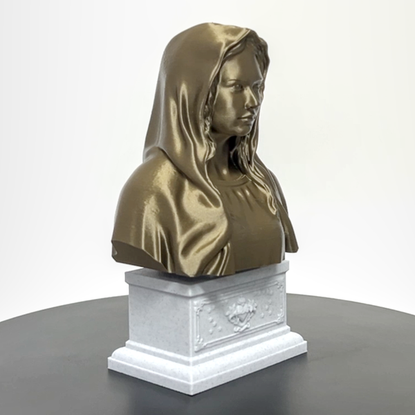 Saint Mary, Mother of God and Queen of Heaven Sculpture Bust on Box Plinth