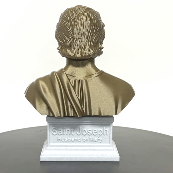 Saint Joseph, Guardian of the Holy Family and Patron Saint of Workers Sculpture Bust on Box Plinth