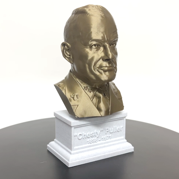 Lewis Burwell "Chesty" Puller Legendary US Marine Corps General Sculpture Bust on Box Plinth