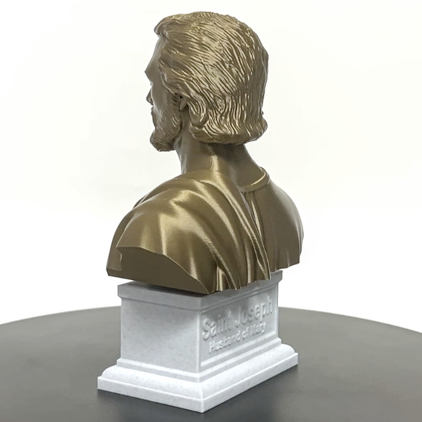 Saint Joseph, Guardian of the Holy Family and Patron Saint of Workers Sculpture Bust on Box Plinth