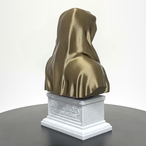 Saint Mary, Mother of God and Queen of Heaven Sculpture Bust on Box Plinth