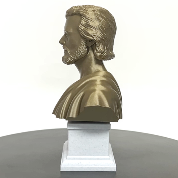 Saint Joseph, Guardian of the Holy Family and Patron Saint of Workers Sculpture Bust on Box Plinth