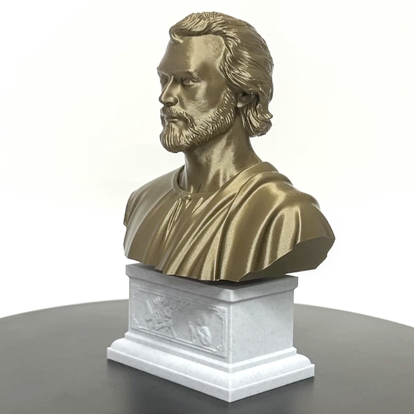 Saint Joseph, Guardian of the Holy Family and Patron Saint of Workers Sculpture Bust on Box Plinth