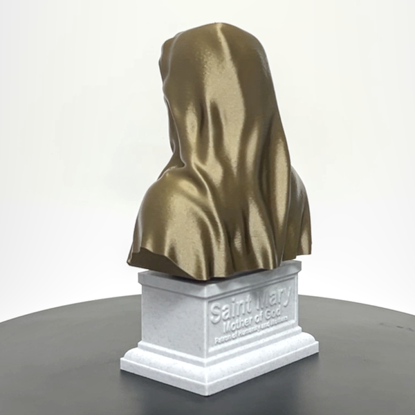 Saint Mary, Mother of God and Queen of Heaven Sculpture Bust on Box Plinth