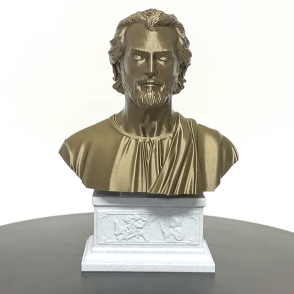 Saint Joseph, Guardian of the Holy Family and Patron Saint of Workers Sculpture Bust on Box Plinth