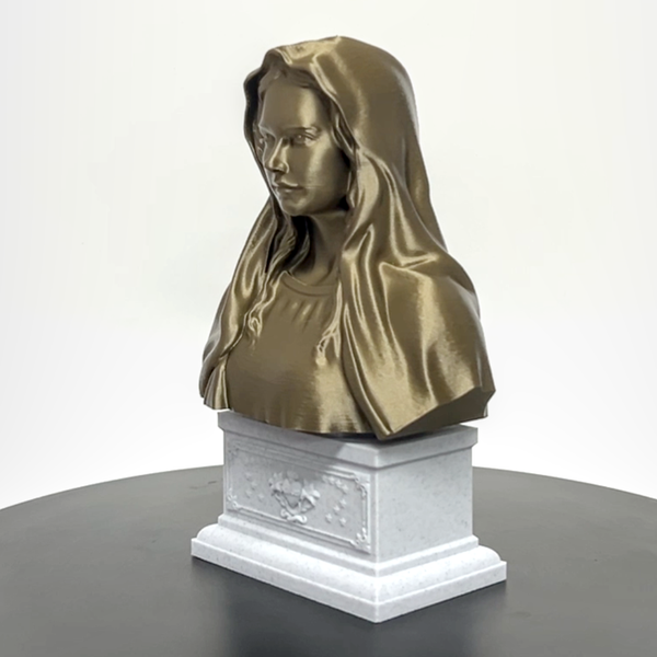 Saint Mary, Mother of God and Queen of Heaven Sculpture Bust on Box Plinth