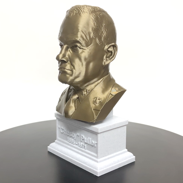 Lewis Burwell "Chesty" Puller Legendary US Marine Corps General Sculpture Bust on Box Plinth