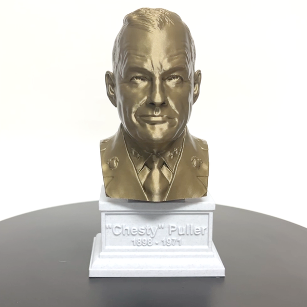 Lewis Burwell "Chesty" Puller Legendary US Marine Corps General Sculpture Bust on Box Plinth