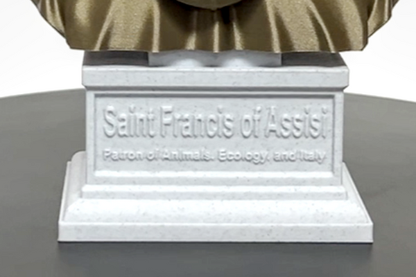 Saint Francis of Assisi, Patron Saint of Animals, Ecology, and Italy Sculpture Bust on Box Plinth