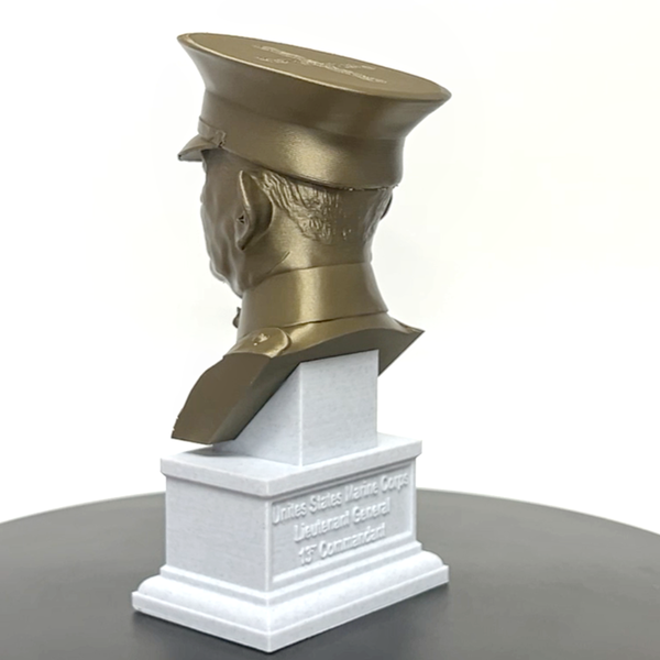 John A Lejeune Legendary US Marine General and 13th Commandant Sculpture Bust on Box Plinth