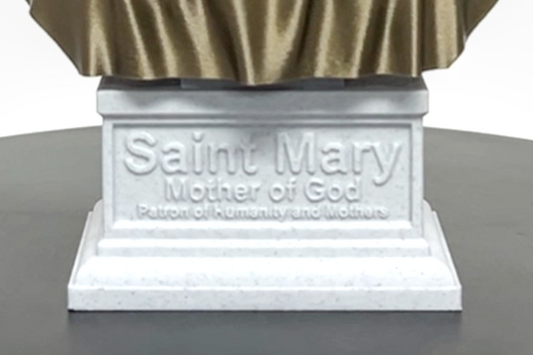 Saint Mary, Mother of God and Queen of Heaven Sculpture Bust on Box Plinth