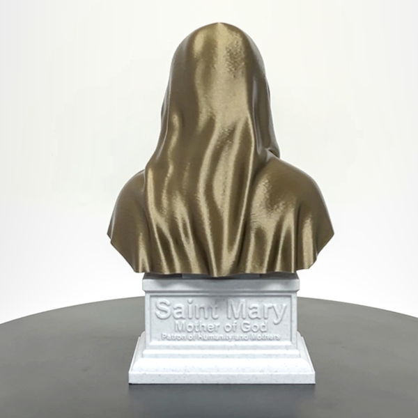 Saint Mary, Mother of God and Queen of Heaven Sculpture Bust on Box Plinth