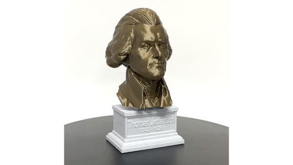 Thomas Jefferson, 3rd US President, Sculpture Bust on Box Plinth