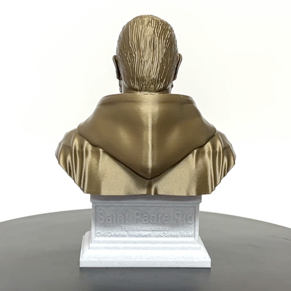 Saint Padre Pio of Pietrelcina, Renowned Mystic and Patron Saint of Healing Sculpture Bust on Box Plinth