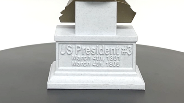 Thomas Jefferson, 3rd US President, Sculpture Bust on Box Plinth
