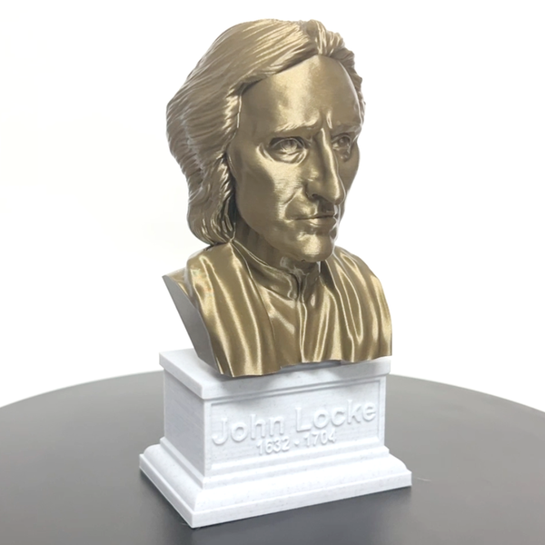 John Locke English Philosopher and Physician Sculpture Bust on Box Plinth