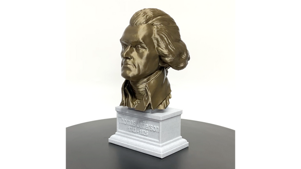 Thomas Jefferson, 3rd US President, Sculpture Bust on Box Plinth