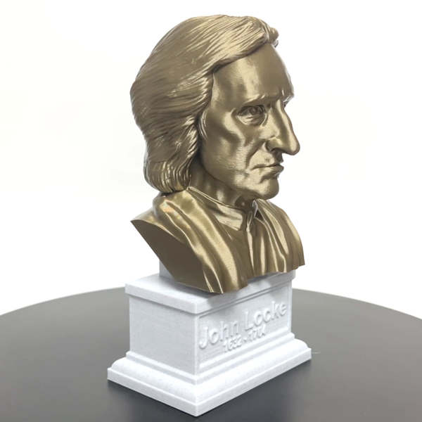 John Locke English Philosopher and Physician Sculpture Bust on Box Plinth
