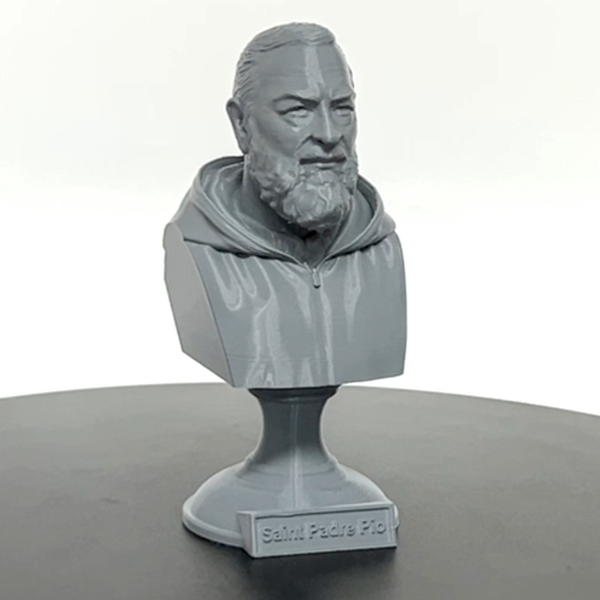 Saint Padre Pio of Pietrelcina, Renowned Mystic and Patron Saint of Healing Sculpture Bust on Pedestal